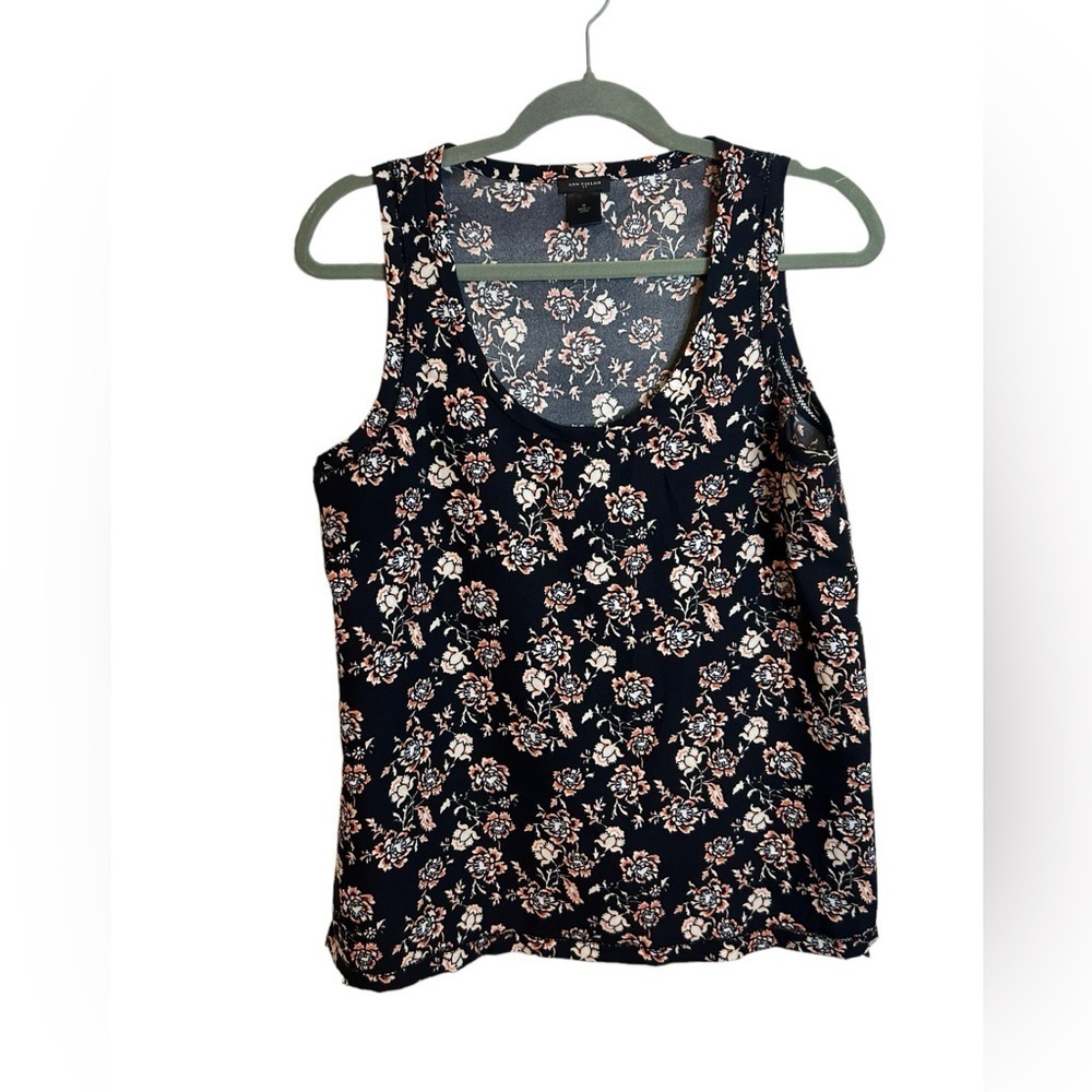 ANN TAYLOR FLORAL SLEEVELESS SCOOP NECK BLOUSE